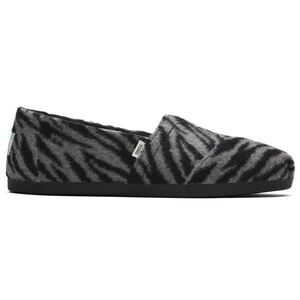 NIB TOMS Alpargata Zebra Black Gray Slip On Casual‎ Flats Shoes Sz 9